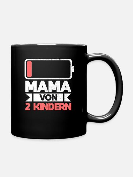 Mama von 2 Kindern zweifache Mutter Zwillingsmama - Tasse einfarbig - Schwarz