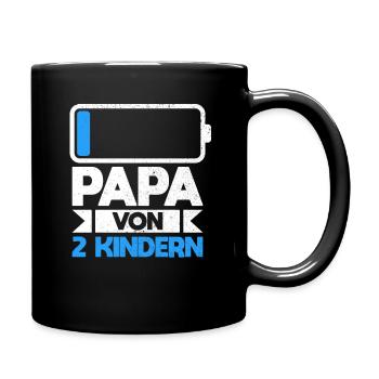 Papa von 2 Kindern zweifacher Vater Zwillingspapa - Tasse einfarbig - Schwarz - Rechts