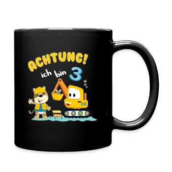 Achtung! Ich bin 3 - Tasse einfarbig - Schwarz - Rechts