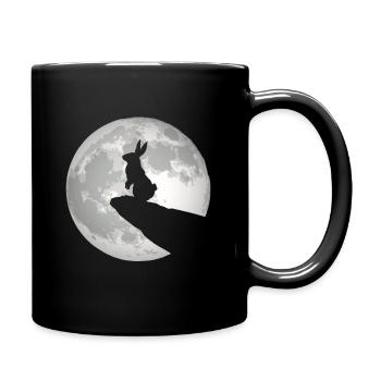 Beau lapin lapin Kanickel dans le cadeau de lumière de lune - Mug uni - noir - Droite