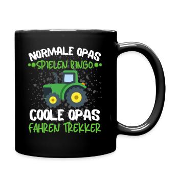 Coller Opa mit Traktor - Lustiges Opa Opi - Tasse einfarbig - Schwarz - Rechts