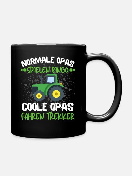 Coller Opa mit Traktor - Lustiges Opa Opi - Tasse einfarbig - Schwarz