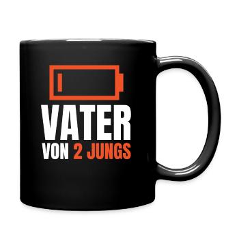 VATER VON 2 JUNGS - Batterie Akku leer Vatertag - Tasse einfarbig - Schwarz - Rechts