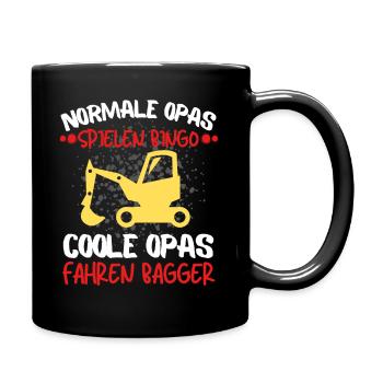 Baggerfahrer cooler Opa Baumaschine Bagger Fahrer - Tasse einfarbig - Schwarz - Rechts