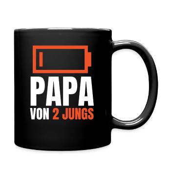 PAPA VON 2 JUNGS - Batterie Akku leer Vatertag - Tasse einfarbig - Schwarz - Rechts