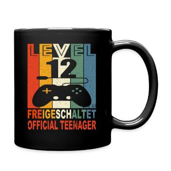 Level 12 Unlocked Official Teenager 12 Years - Full Colour Mug - black - Right