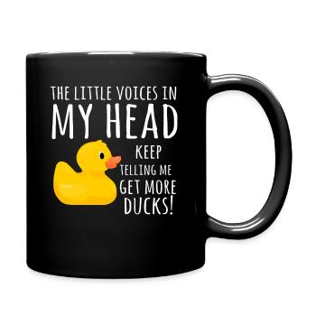 Lustige Gummi Ente Kleine Stimmen in meinem Kopf - Tasse einfarbig - Schwarz - Rechts