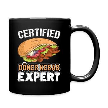 Certified Döner Kebab Expert lustiges Döner - Tasse einfarbig - Schwarz - Rechts