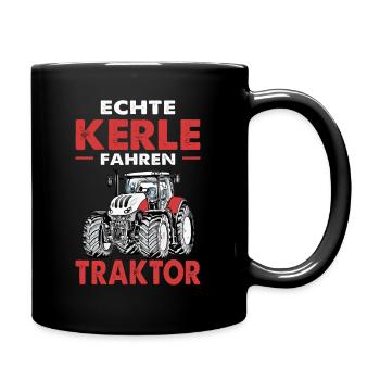 Echte Kerle fahren Traktor individuelles Design - Tasse einfarbig - Schwarz - Rechts