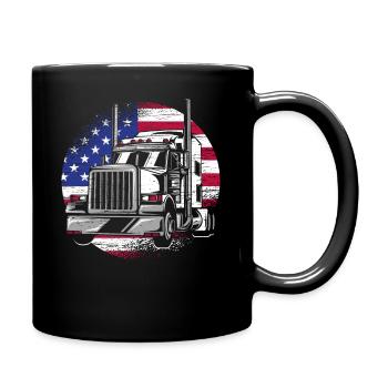 Camionneur américain Usa drapeau camion routier - Mug uni - noir - Droite
