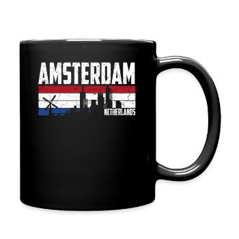 Amsterdam Skyline Niederlande - Tasse einfarbig - Schwarz - Rechts