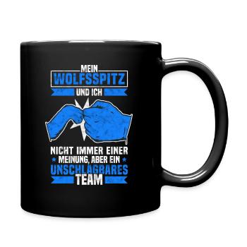Mein Wolfsspitz und Ich Spitz Besitzer Spruch - Tasse einfarbig - Schwarz - Rechts