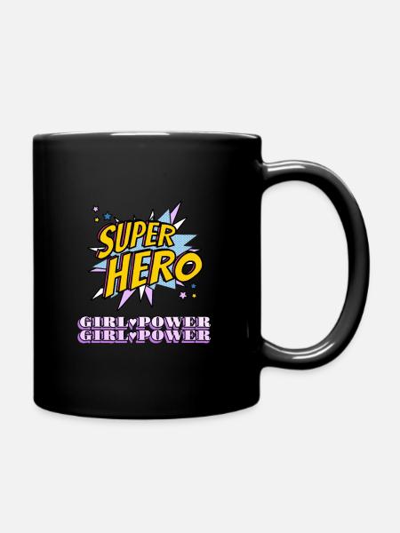 Super Hero Girl Power sei deine Heldin - Ensfarvet krus - sort