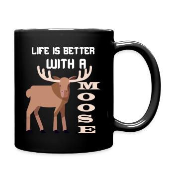 Moose moose deer reindeer forest animal gift - Full Colour Mug - black - Right