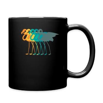 Flamingo Retro - Tasse einfarbig - Schwarz - Rechts