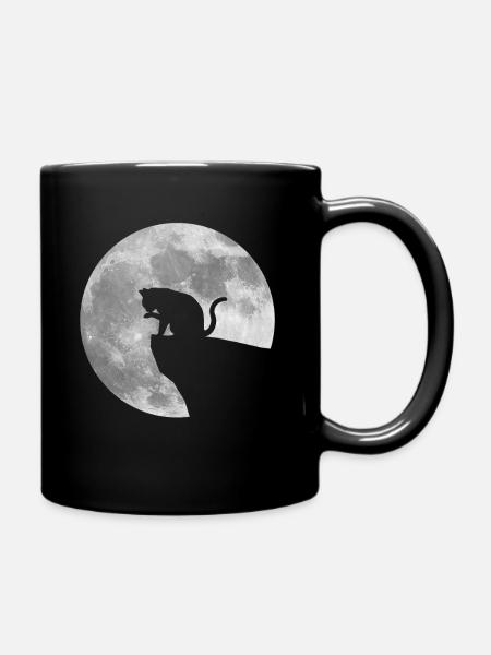 Mond Katze - Tasse einfarbig - Schwarz