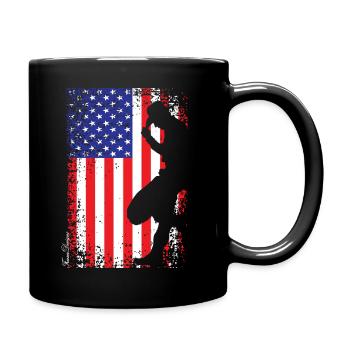Amerikanischer Cowboy mit Flagge der USA - Tasse einfarbig - Schwarz - Rechts