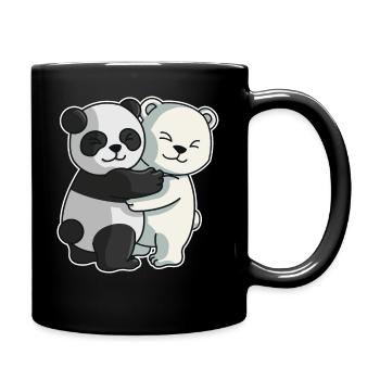 Panda Eisbär Liebe niedliche Tiere knuddeln - Tasse einfarbig - Schwarz - Rechts
