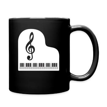 Piano Flügel Notenschlüssel - Klavier Pianist - Mug uni - noir - Droite