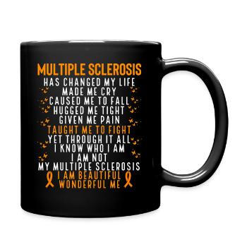 Multiple Sclerosis Awareness Orange Ribbon - Full Colour Mug - black - Right