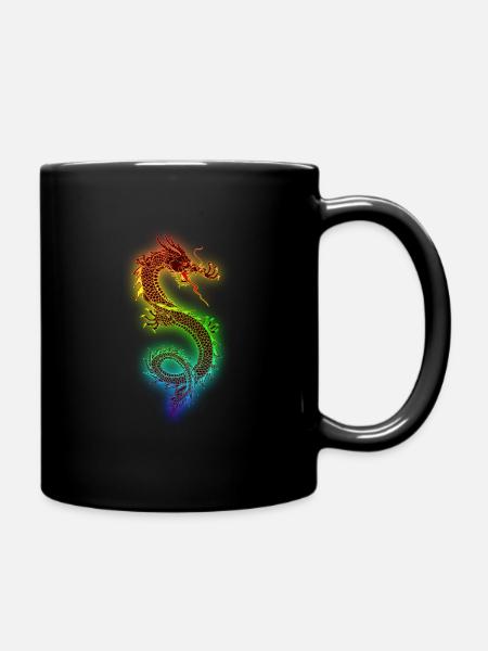 Kunst Drache - Tasse einfarbig - Schwarz