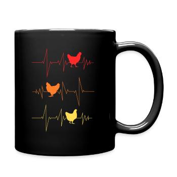Poulets battements de coeur ferme poule agriculteur - Mug uni - noir - Droite