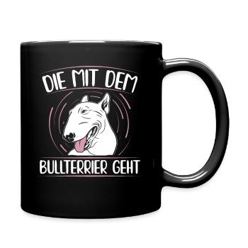Bullterrier Hundebesitzer Gassi Frauchen Geschenk - Tasse einfarbig - Schwarz - Rechts