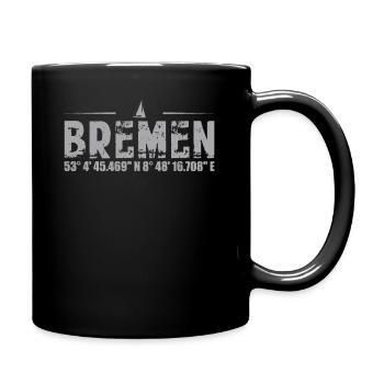 Bremen Stadt | Koordinaten Norddeutsche Geschenk - Tasse einfarbig - Schwarz - Rechts