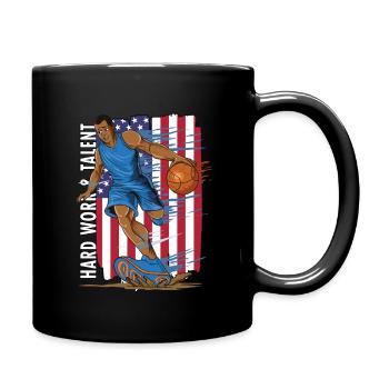 Hard Work and Talent Basketball Dribbling - Full Colour Mug - black - Right