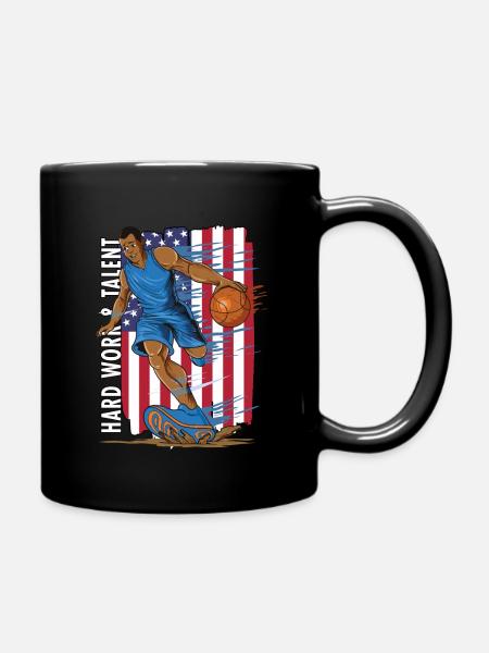 Hard Work and Talent Basketball dribbling - Mug uni - noir