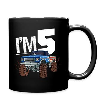 5. Geburtstag 5 Jahre Monster Truck Geländewagen - Tasse einfarbig - Schwarz - Rechts