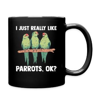 Papageien - Tasse einfarbig - Schwarz - Rechts