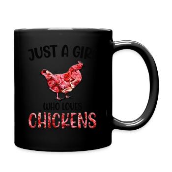 Just A Girl Who Loves Chickens Flowers Loves Funny - Full Colour Mug - black - Right