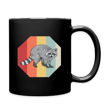 Waschbär Racoon Tier Geschenk Frettchen Marder - Tasse einfarbig - Schwarz - Rechts