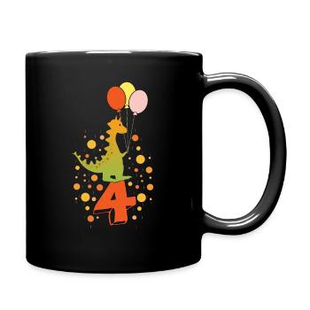 Dino 4 birthday - Full Colour Mug - black - Right