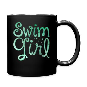 Nageur natation fille - Mug uni - noir - Droite