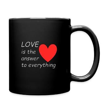 Love is the answer to everything Valentine's Day - Full Colour Mug - black - Right