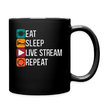 Eat Sleep Live Stream Repeat Online Streaming - Mug uni - noir - Droite