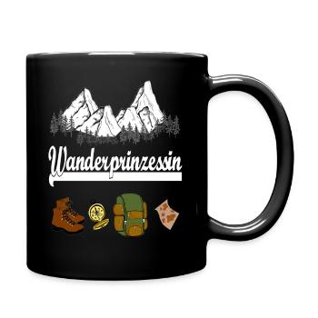 Wanderprinzessin, Wandershirt, Bergwandern - Tasse einfarbig - Schwarz - Rechts