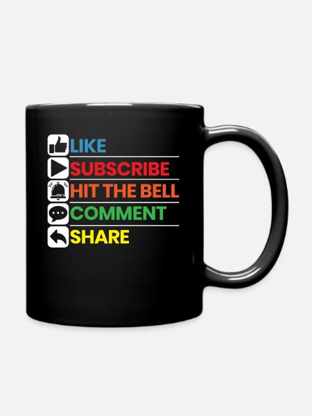 Comme Abonnez-vous Appuyez sur le bell commentaire partage Streamer - Mug uni - noir