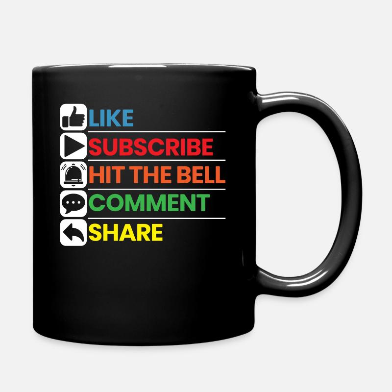 Comme Abonnez-vous Appuyez sur le bell commentaire partage Streamer - Mug uni - noir