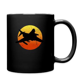 F-4 Phantom Silhouette Retro Sunset Milit - Full Colour Mug - black - Right