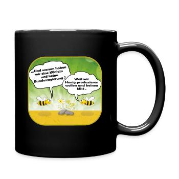 Bee joke as cartoon - Full Colour Mug - black - Right