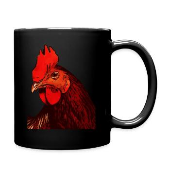 Hahn Bauernhof Tiermotiv Tier Motiv Tiergesicht - Tasse einfarbig - Schwarz - Rechts