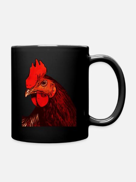 Hahn Bauernhof Tiermotiv Tier Motiv Tiergesicht - Tasse einfarbig - Schwarz