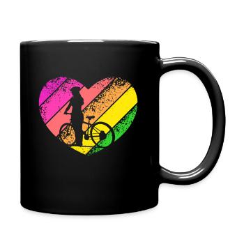 Herz Fahrrad Mädchen - Tasse einfarbig - Schwarz - Rechts