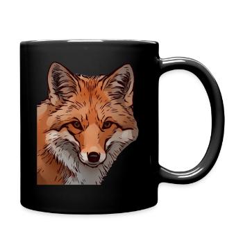 Fuchs Füchse Fuchsmotiv Tiergesicht Tier - Tasse einfarbig - Schwarz - Rechts
