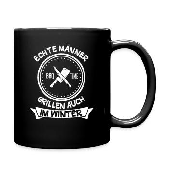 Wintergrillen Grillen Grill Grillmeister Geschenk - Tasse einfarbig - Schwarz - Rechts