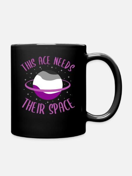 This ace needs her space asexual - Full Colour Mug - black