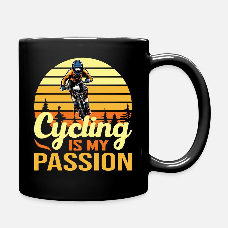 Cycling is my passion retro - Full Colour Mug - black